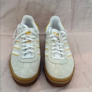 Adidas Womens Gazelle platform IVORY BOLD GOLD Sneakers NWOT RARE!!